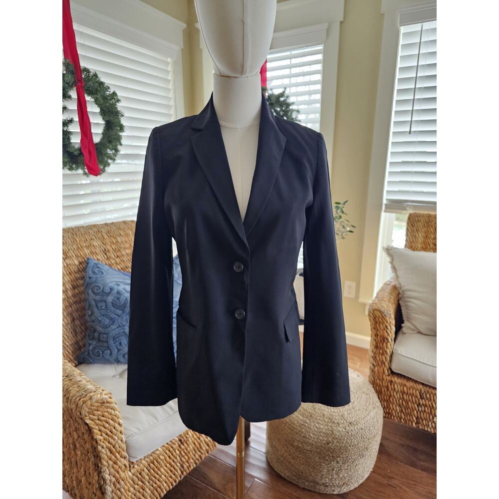 Banana Republic Wool Blend Slightly Fitted Stretch Black Blazer Women's Size 2